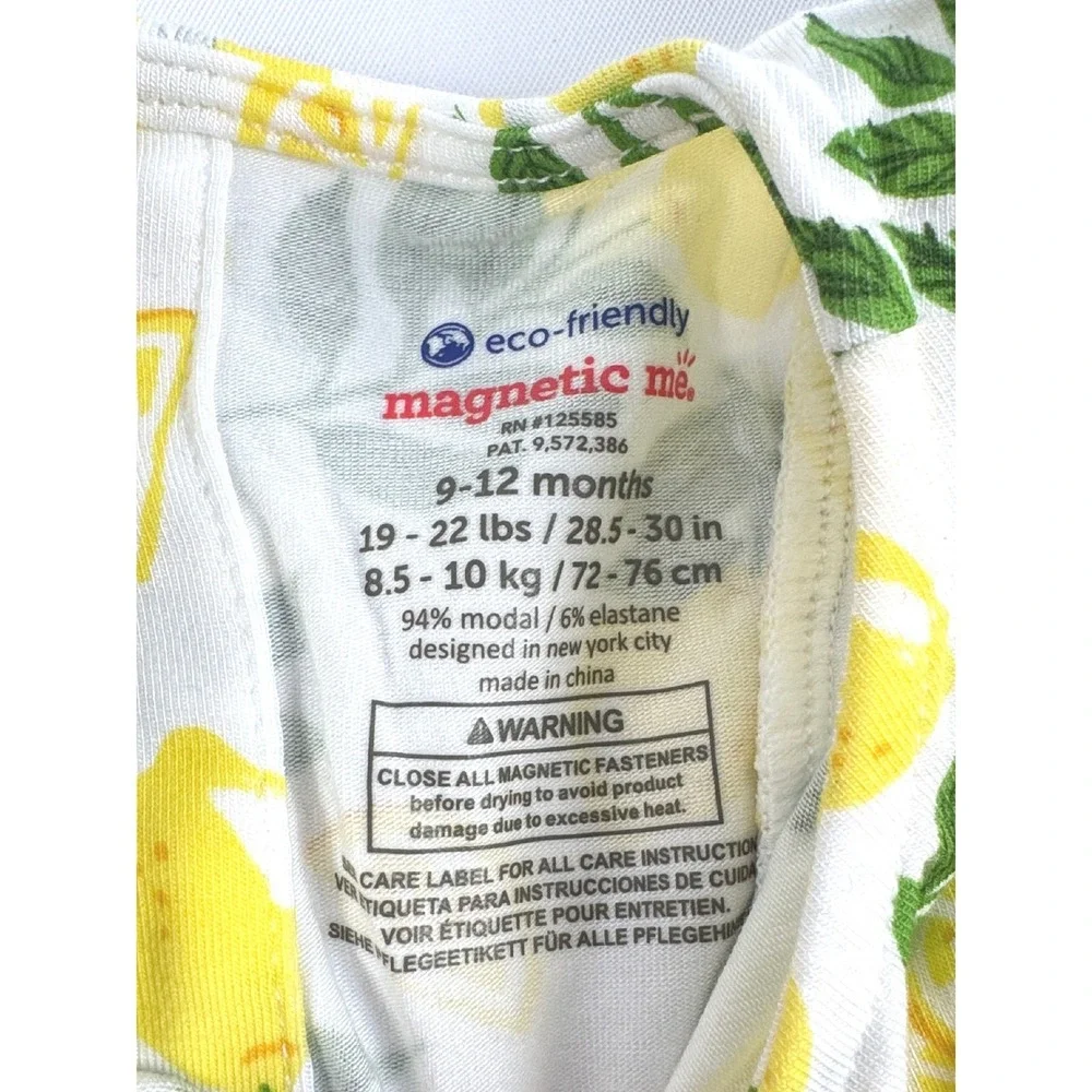 Magnetic Me Simply The Zest Modal Magnetic Romper White Yellow 9-12M